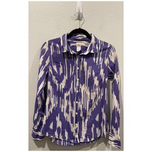 J.CREW Perfect Shirt Purple Wild Ikat Blouse Button Up Shirt
